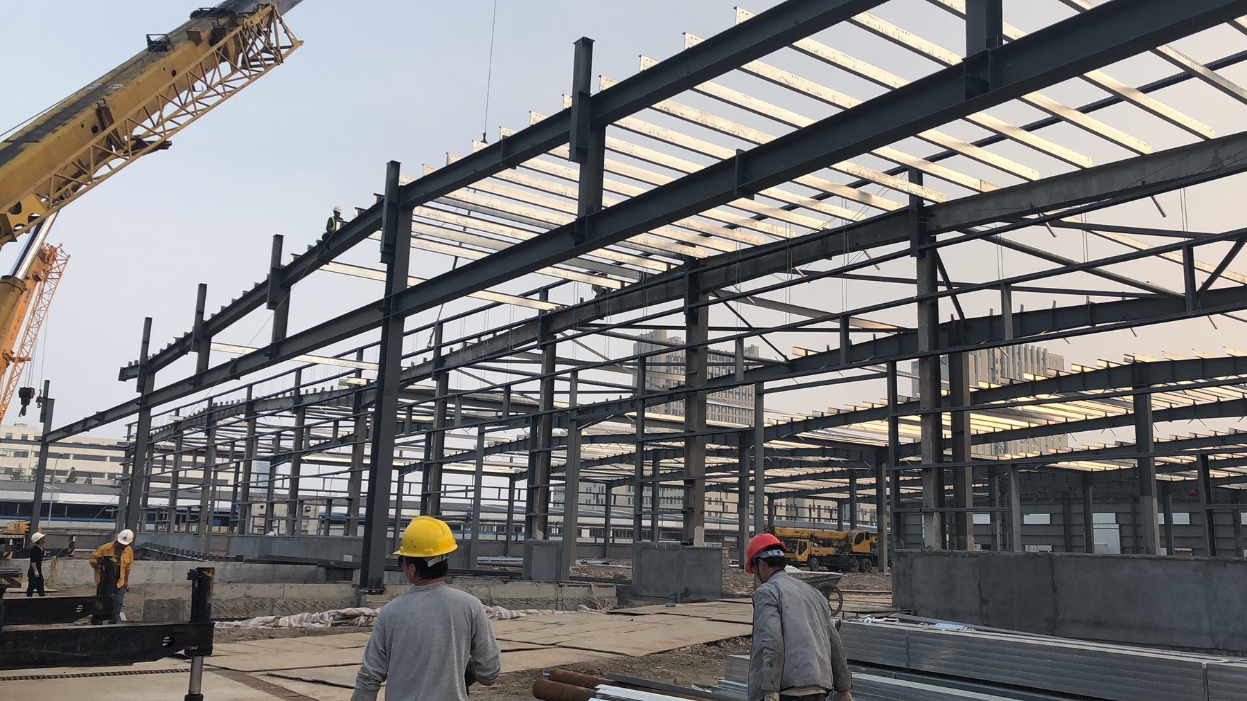 Steel structure frame erection at a project site in South Africa